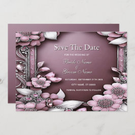 Roze Floral Lijst sparen de Datum Save The Date