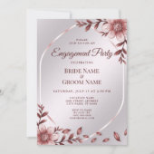 Roze Floral Lijst Verloving Kaart (Voorkant)