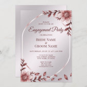Roze Floral Lijst Verloving Kaart (Voorkant / Achterkant)