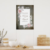 Roze Floral  Lijst Weddenschap Welkomstteken Poster (Keuken)