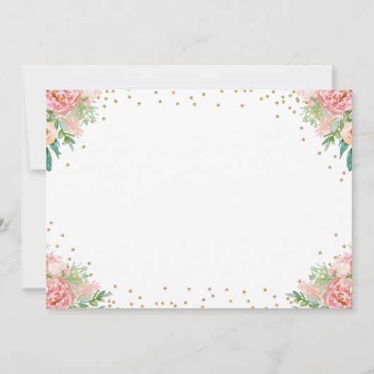 Roze Floral Little Deer First Birthday Foto Kaart (Achterkant)