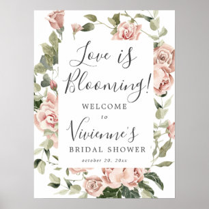 Roze Floral Love Bloomt Vrijgezellenfeest Sign Poster
