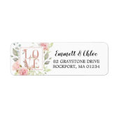 Roze Floral Love Return Address Label (Voorkant)