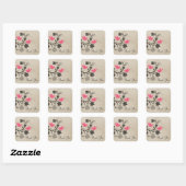 Roze Floral Lovevogels Dank je Stickers (Vel)