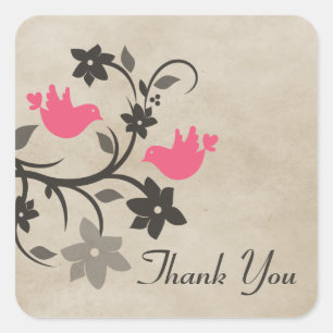 Roze Floral Lovevogels Dank je Stickers