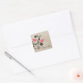Roze Floral Lovevogels Dank je Stickers (Envelop)