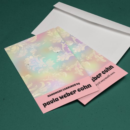 Roze Floral Luxury Earring Display Visitekaartje