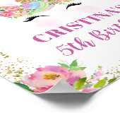 Roze Floral Magical Kerstmis Unicorn Welkom Poster (Hoek)