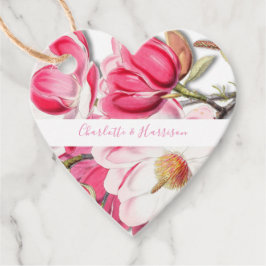 Roze Floral Magnolia Elegant Wedding Bedankjes Labels