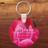 Roze Floral "mam"-Sleutelhanger Sleutelhanger (Voorkant)