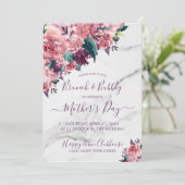  Roze Floral Marble Moederdag Brunch Kaart (Staand voorkant)