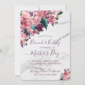  Roze Floral Marble Moederdag Brunch Kaart (Voorkant)