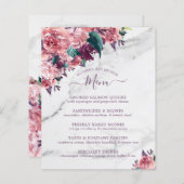 Roze Floral Marble Moederdag Brunch Menu (Voorkant / Achterkant)