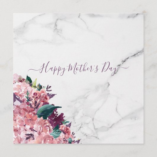  Roze Floral Marble Moederdag Menu (Achterkant)