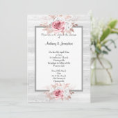 Roze Floral Marble Rustic WEDDING Kaart (Staand voorkant)