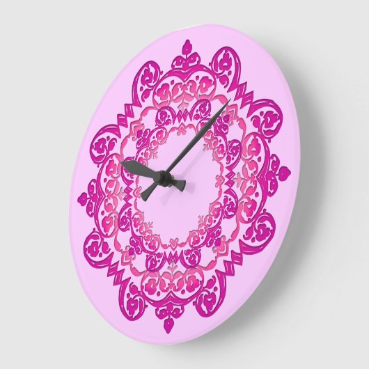 Roze  Floral Medallion Wall klok (Hoek)