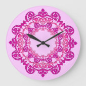 Roze  Floral Medallion Wall klok (Voorkant)