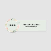 Roze Floral met aangepaste tekst Naamplaatje (Voorkant)