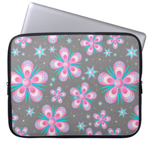 Roze Floral met bruine accenten Laptop Sleeve