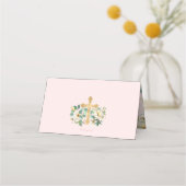 Roze Floral met Gold Cross Baptisme Plaatskaartje (Achterkant)