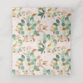 Roze Floral met Gold Cross Baptisme Plaatskaartje (Binnenkant ongevouwen)