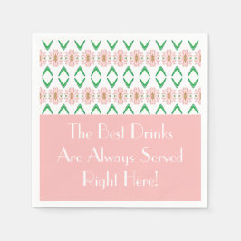Roze Floral met groen en wit Servet