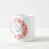 Roze Floral met Happy Moederdag-Stepmoeder Koffiemok (Voorkant links)