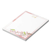 Roze Floral met roze goudmonogram Naam Notitieblok (Linkerzijde)