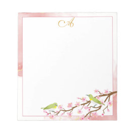 Roze Floral met roze goudmonogram Naam Notitieblok