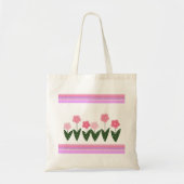 Roze Floral met strepen Tote Bag (Voorkant)