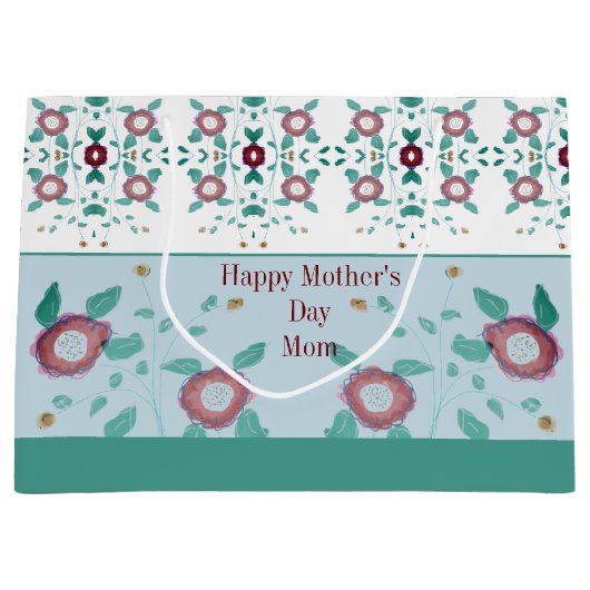 roze Floral met turkooise Groot Cadeauzakje (Voorkant)