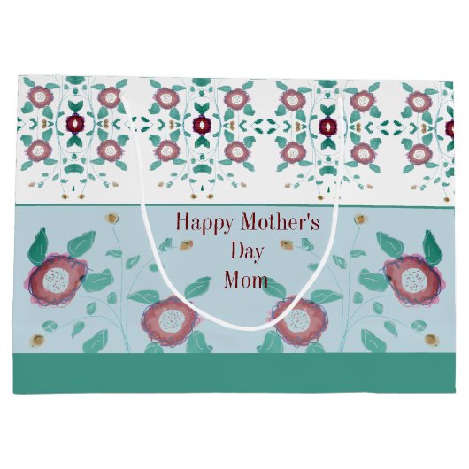 roze Floral met turkooise Groot Cadeauzakje (Achterkant)