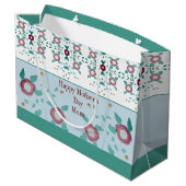 roze Floral met turkooise Groot Cadeauzakje (Achterkant Gekanteld)