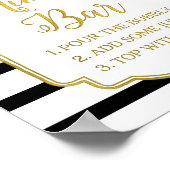 Roze Floral Mimosa Bar Gold Black Stripes Poster (Hoek)