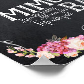 roze floral Mimosa Bar Weddenschap Poster (Hoek)