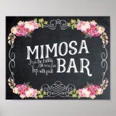 roze floral Mimosa Bar Weddenschap Poster (Voorkant)