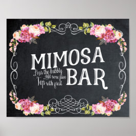 roze floral Mimosa Bar Weddenschap Poster