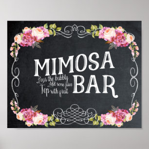 roze floral Mimosa Bar Weddenschap Poster