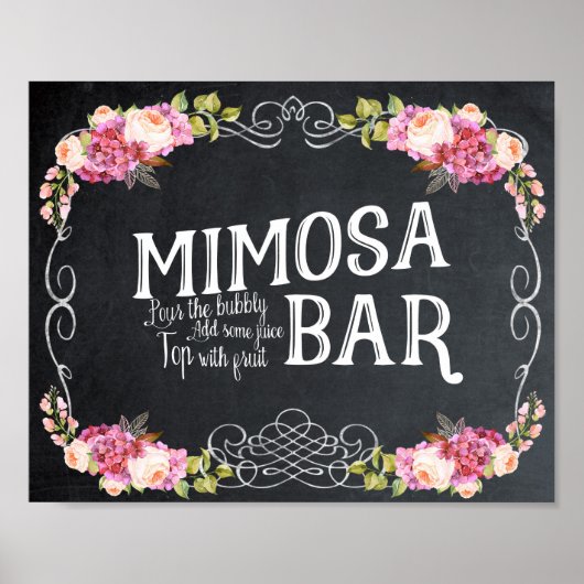 roze floral Mimosa Bar Weddenschap Poster (Voorkant)