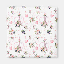 Roze Floral minimalistische Parijse magneet