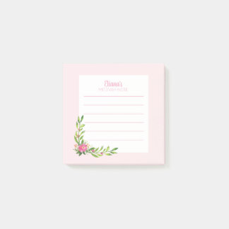 Roze Floral Mitzvah Nota: 3x3 Sticky Pad Post-it N Post-it® Notes
