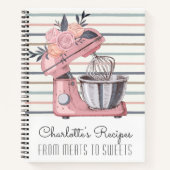 Roze Floral Mixer Recipe Notitieboek (Voorkant)