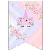 Roze Floral Modern Unicorn Birthday Vlaggetjes (Eerste vlag)