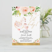 Roze Floral Moeder Duck Ducking Baby shower Kaart (Staand voorkant)