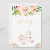 Roze Floral Moeder Duck Ducking Baby shower Kaart (Achterkant)