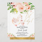 Roze Floral Moeder Duck Ducking Baby shower Kaart (Voorkant / Achterkant)