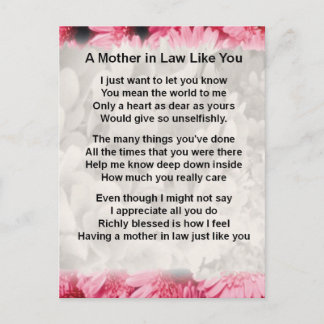 Roze Floral - Moeder in het rechtengedicht Briefkaart