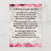 Roze Floral - Moeder in het rechtengedicht Briefkaart (Voorkant)