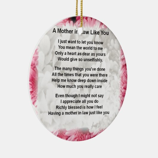 Roze Floral - Moeder in het rechtengedicht Keramisch Ornament (Rechts)