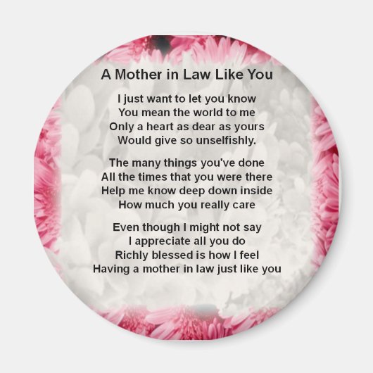 Roze Floral - Moeder in het rechtengedicht Magneet (Voorkant)